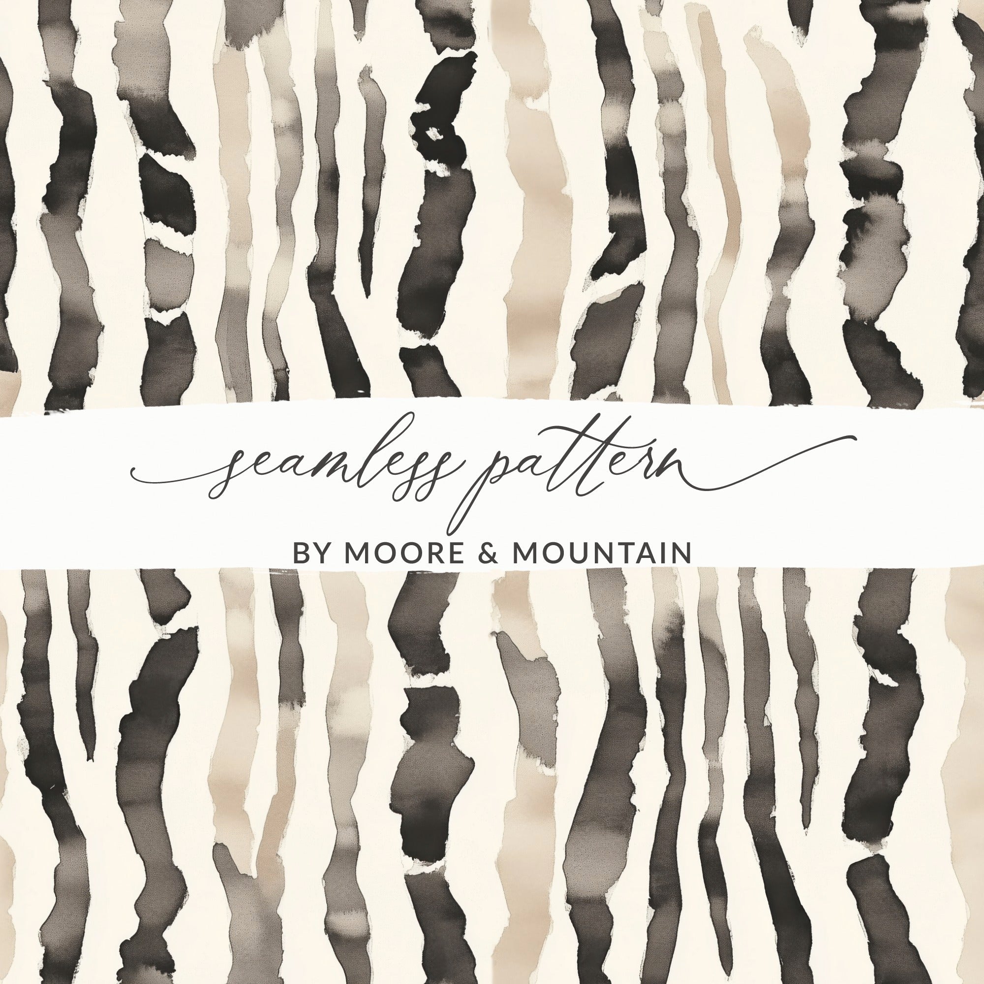 Watercolor Animal Print Digital Download, Neutral Zebra Stripes, Seamless Pattern, Repeating Background, Animal Print Wallpaper (138 - Moore and Mountain