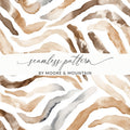 Watercolor Animal Print Digital Download, Seamless Animal Skin Pattern, Brown Tan Zebra Stripes, Two Scale JPEG Files - Moore and Mountain