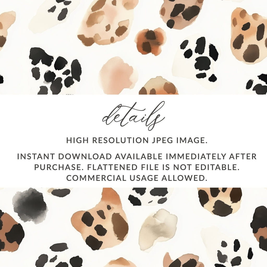 Watercolor Animal Print Digital Paper, Seamless Leopard Pattern, Spotted Background, Fabric Design JPEG - Moore and Mountain