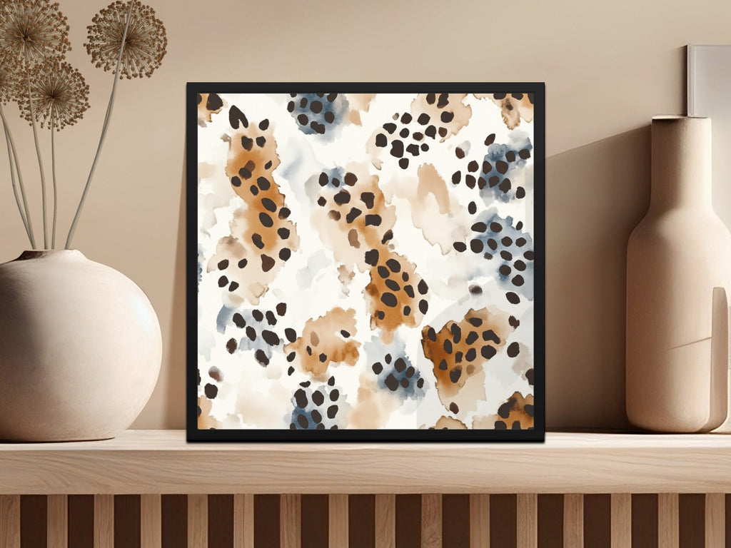 Watercolor Animal Print, Digital Paper, Seamless Pattern, Cheetah Spots, Boho Pattern, Brown Beige Blue Design, Digital Download - Moore and Mountain
