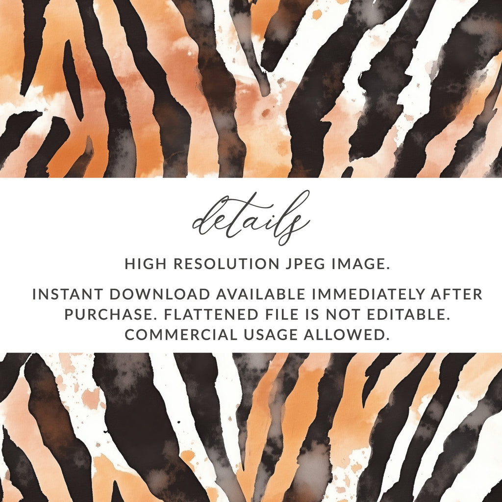 Watercolor Animal Print Digital Paper, Zebra Stripes Seamless Pattern, Animal Skin Texture, Watercolor Art, Digital Download, JPEG - Moore and Mountain