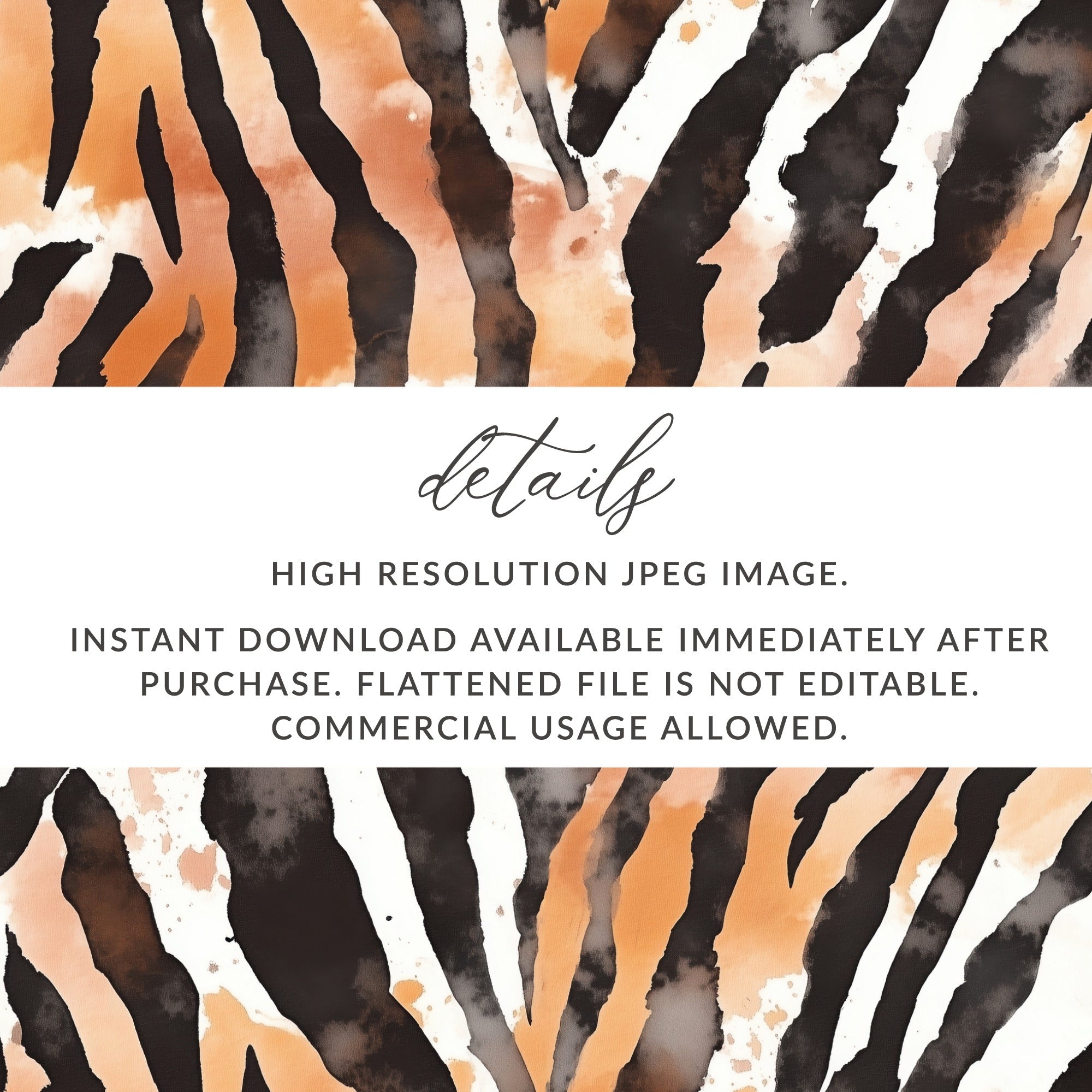 Watercolor Animal Print Digital Paper, Zebra Stripes Seamless Pattern, Animal Skin Texture, Watercolor Art, Digital Download, JPEG - Moore and Mountain