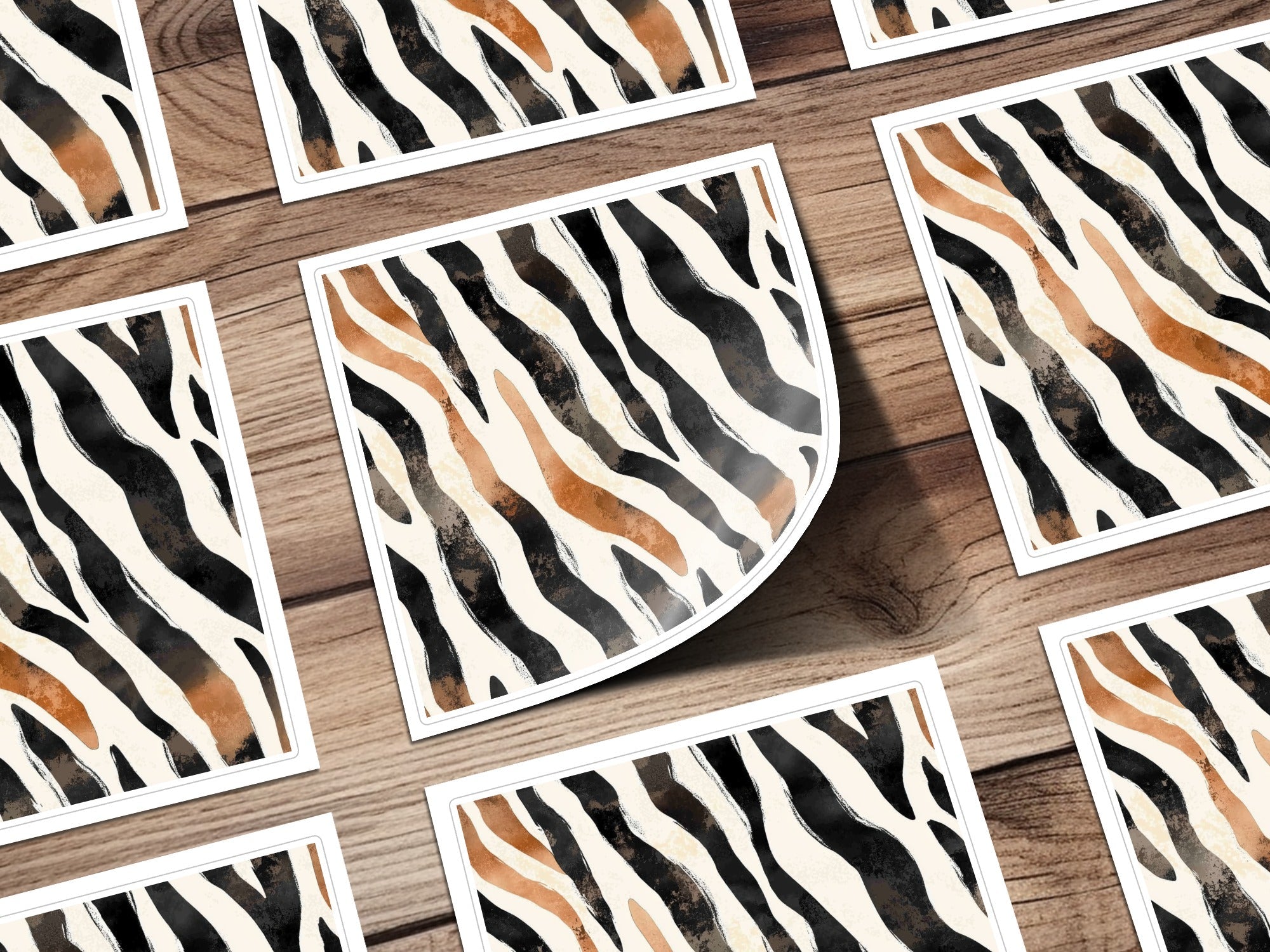 Watercolor Animal Print Digital Paper, Zebra Stripes Seamless Pattern, Neutral Colors Animal Print for Fabric, Scrapbook, Packaging - Moore and Mountain