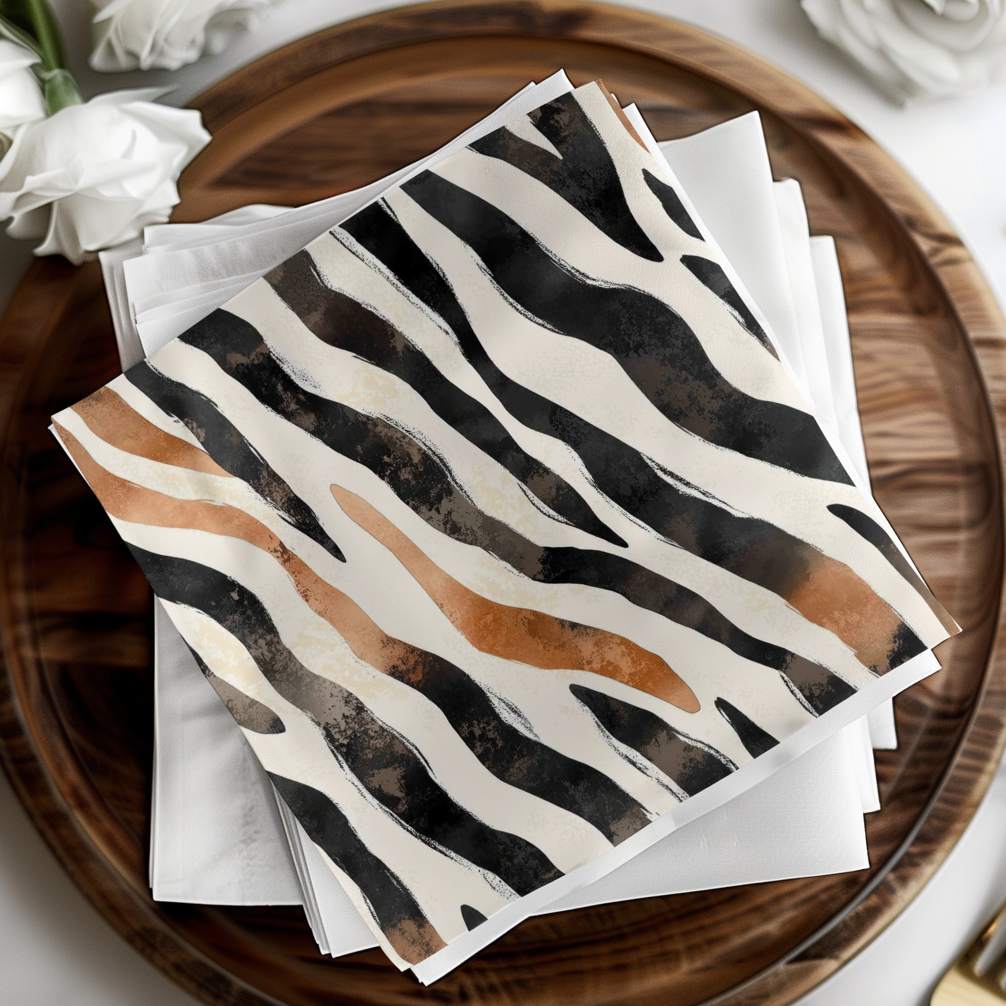 Watercolor Animal Print Digital Paper, Zebra Stripes Seamless Pattern, Neutral Colors Animal Print for Fabric, Scrapbook, Packaging - Moore and Mountain