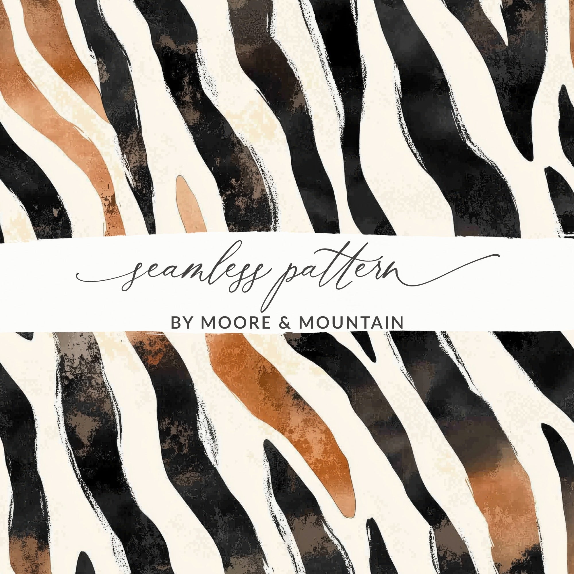 Watercolor Animal Print Digital Paper, Zebra Stripes Seamless Pattern, Neutral Colors Animal Print for Fabric, Scrapbook, Packaging - Moore and Mountain