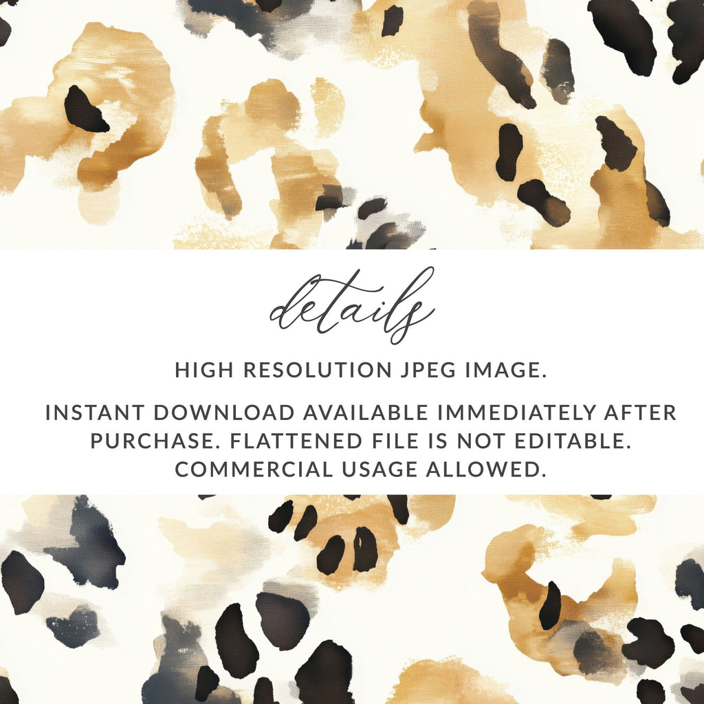Watercolor Animal Print, Leopard Spots Digital Paper, Seamless Animal Pattern, Cheetah Print Texture, Animal Skin Download, JPEG Files - Moore and Mountain