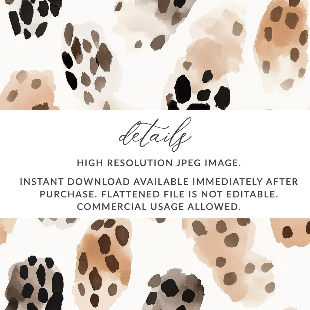 Watercolor Animal Print Seamless Digital Paper, Neutral Spots Pattern, Dalmatian Texture, Boho Print, Scrapbook Paper - Moore and Mountain