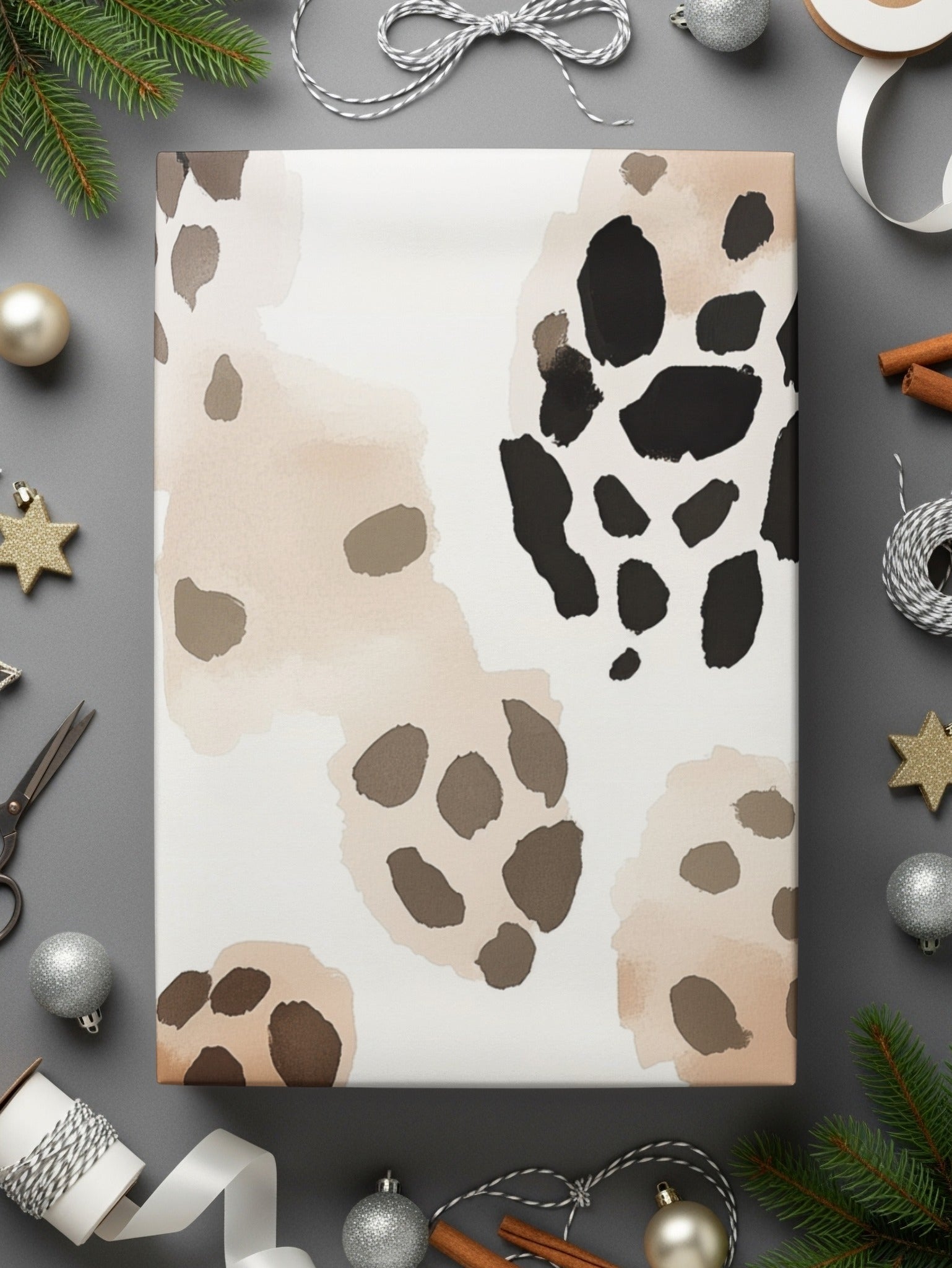 Watercolor Animal Print Seamless Digital Paper, Neutral Spots Pattern, Dalmatian Texture, Boho Print, Scrapbook Paper - Moore and Mountain