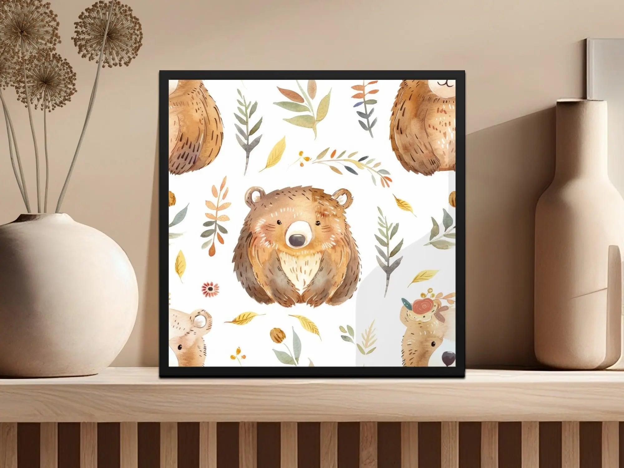 Watercolor Bear Seamless Pattern Digital, Forest Animal Print, Nursery Art, Woodland Texture, Digital Paper Pack for Fabric and Crafts - Moore and Mountain