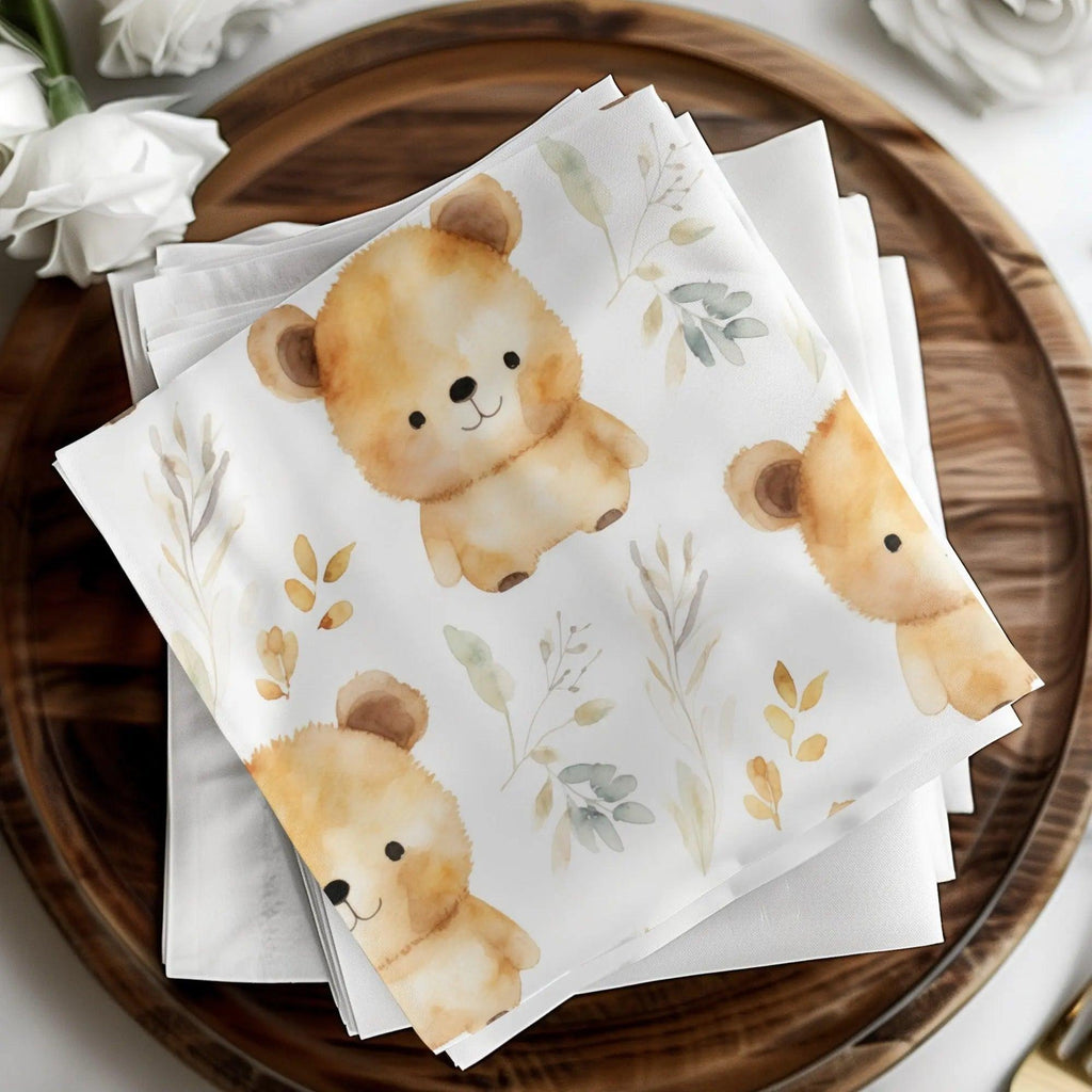 Watercolor Bear Seamless Pattern Digital Paper, Cute Animal Illustration, Neutral Nursery Art, 12x12 JPEG Digital Files - Moore and Mountain