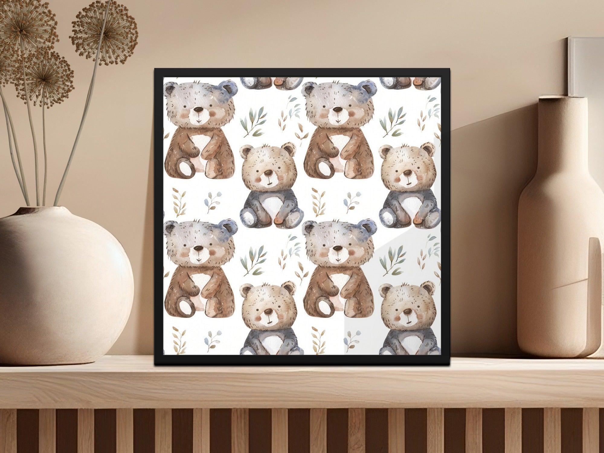 Watercolor Bear Seamless Pattern Digital Paper, Nursery Decor, Cute Bear Repeat Pattern, Baby Shower Fabric Design, Scrapbooking Paper - Moore and Mountain