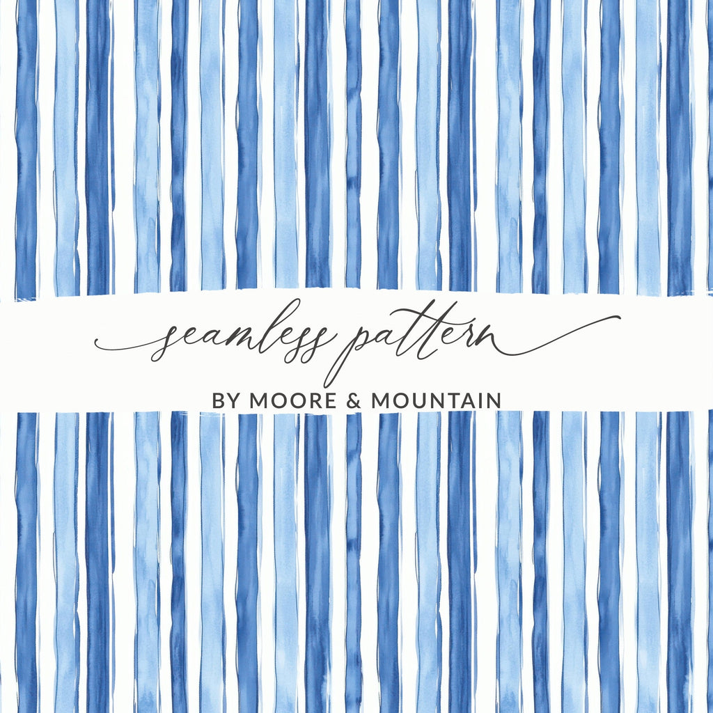Watercolor Blue Stripes Texture Pattern Seamless Surface Digital - Moore and Mountain