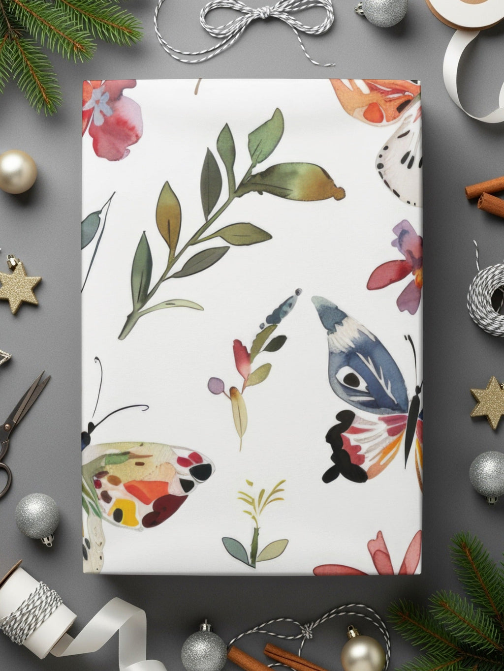 Watercolor Butterfly Pattern, Floral Digital Paper, Seamless Butterfly Print, Botanical Background, Scrapbook Paper, Fabric Design - Moore and Mountain