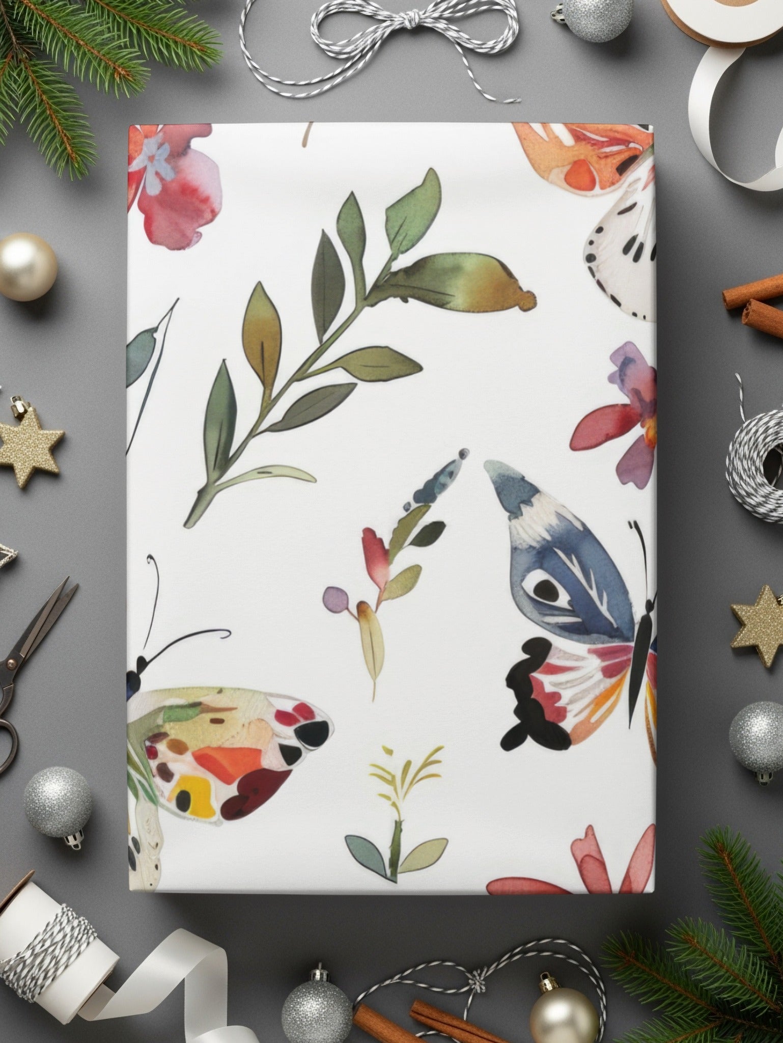 Watercolor Butterfly Pattern, Floral Digital Paper, Seamless Butterfly Print, Botanical Background, Scrapbook Paper, Fabric Design - Moore and Mountain