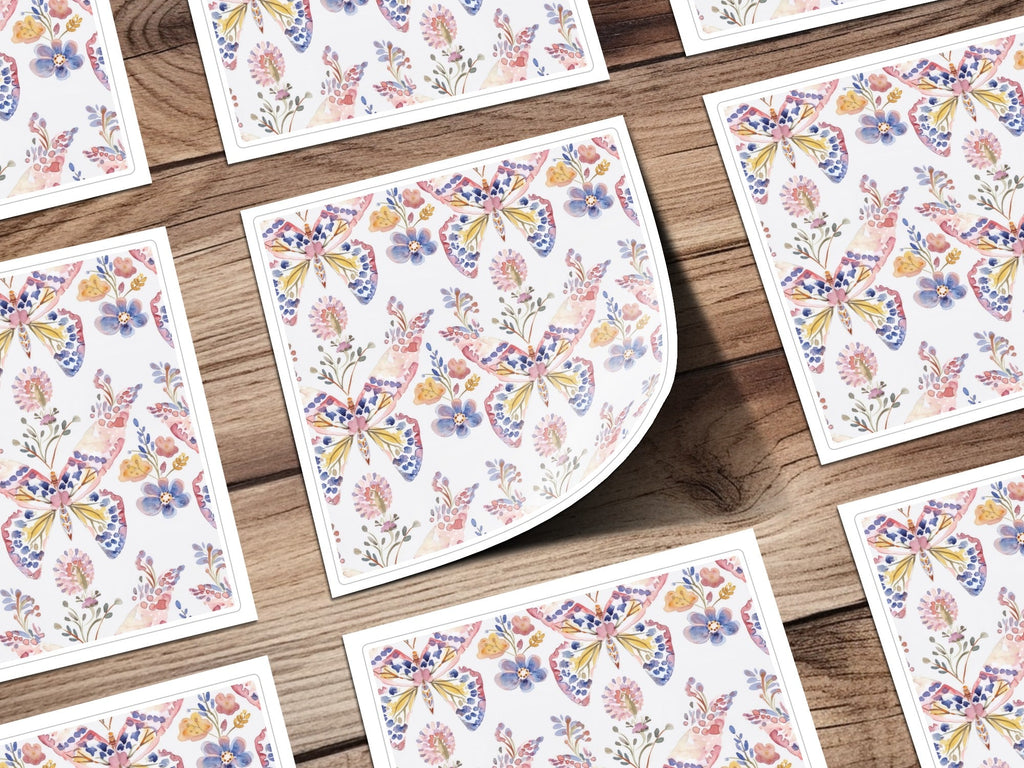 Watercolor Butterfly Seamless Pattern, Floral Digital Paper, Fabric Design, Scrapbooking, Printable Art, Digital Download - Moore and Mountain