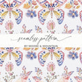 Watercolor Butterfly Seamless Pattern, Floral Digital Paper, Fabric Design, Scrapbooking, Printable Art, Digital Download - Moore and Mountain