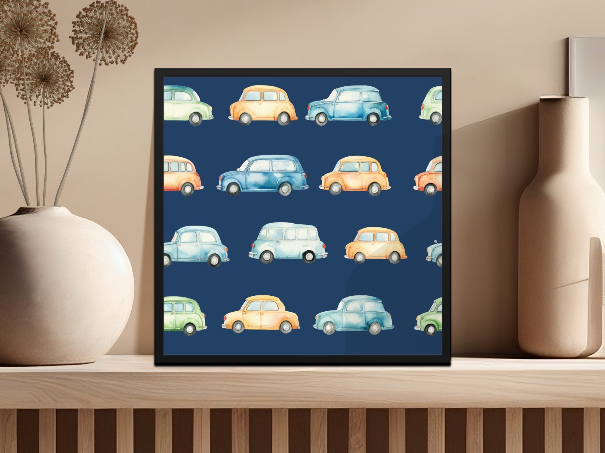Watercolor Car Seamless Pattern Digital, Vintage Car Background, Kids Room Decor, Scrapbooking Paper, Vehicle Repeat Pattern Design - Moore and Mountain