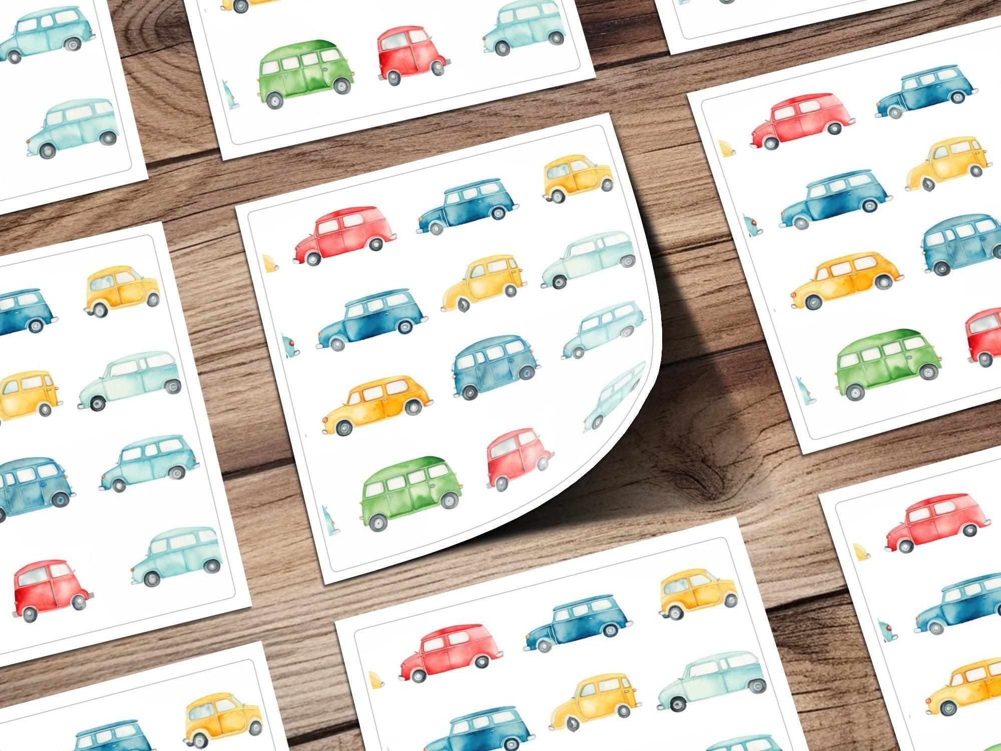 Watercolor Car Seamless Pattern, Vintage Vehicles Digital Paper, Boys Room Decor, Retro Cars Design, Printable Pattern for Kids, Digital - Moore and Mountain