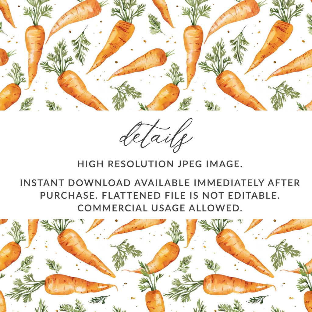 Watercolor Carrots Digital Paper, Orange Carrot Pattern, Spring Easter Pattern - Moore and Mountain