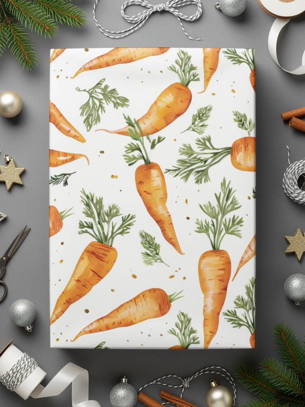 Watercolor Carrots Digital Paper, Orange Carrot Pattern, Spring Easter Pattern - Moore and Mountain