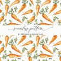 Watercolor Carrots Digital Paper, Orange Carrot Pattern, Spring Easter Pattern - Moore and Mountain