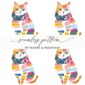 Watercolor Cat Digital Paper, Seamless Pattern File, Cute Kitten Design, Colorful Feline Art, Digital Download, Craft, Print - Moore and Mountain