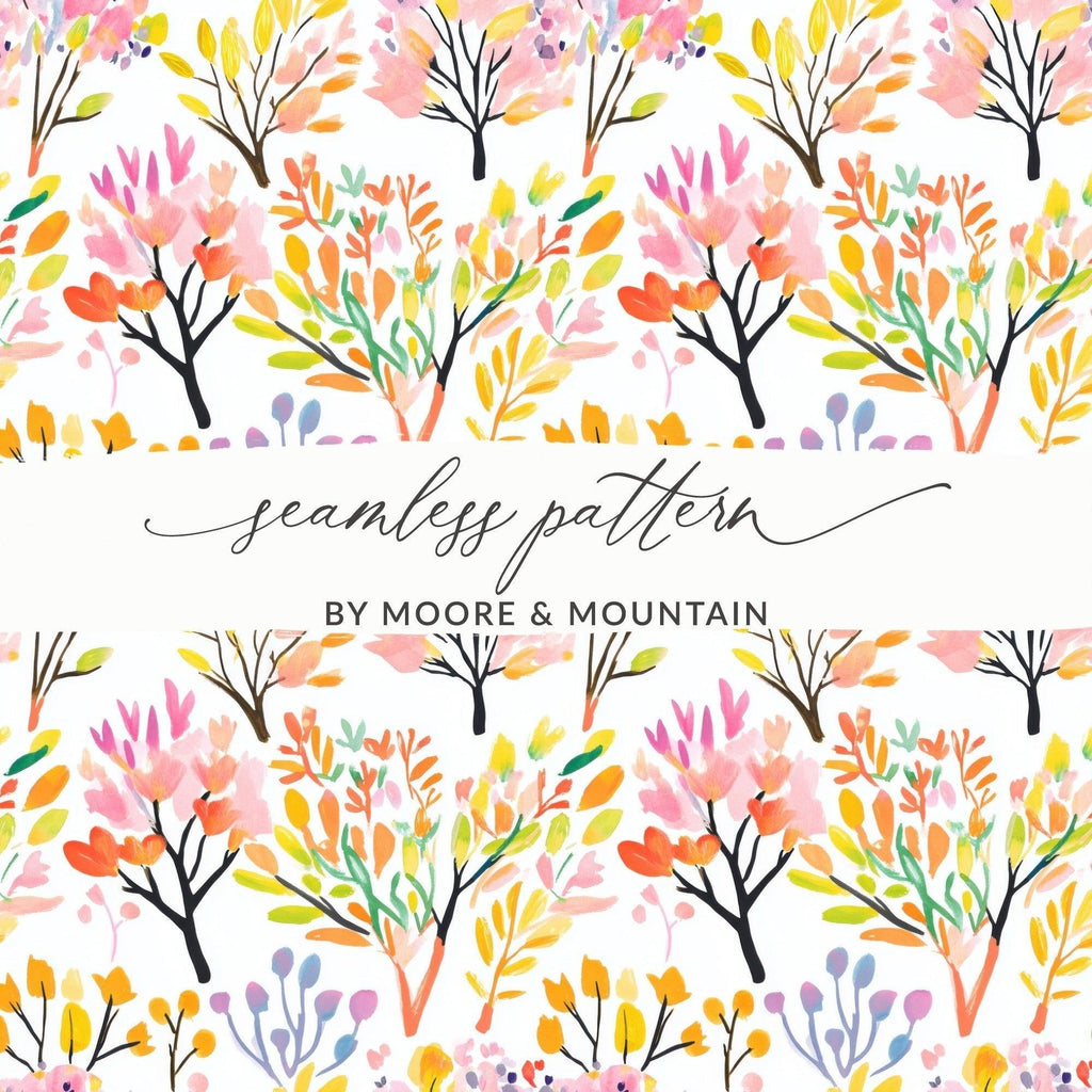 Watercolor Cherry Blossom Digital Paper, Spring Bloom Seamless Pattern, Digital Download, Floral Background, Printable Paper, Fabric Design - Moore and Mountain