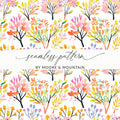 Watercolor Cherry Blossom Digital Paper, Spring Bloom Seamless Pattern, Digital Download, Floral Background, Printable Paper, Fabric Design - Moore and Mountain