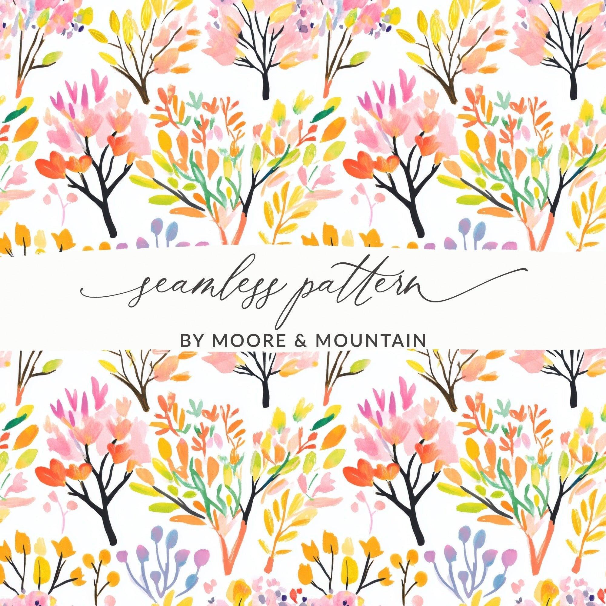 Watercolor Cherry Blossom Digital Paper, Spring Bloom Seamless Pattern, Digital Download, Floral Background, Printable Paper, Fabric Design - Moore and Mountain
