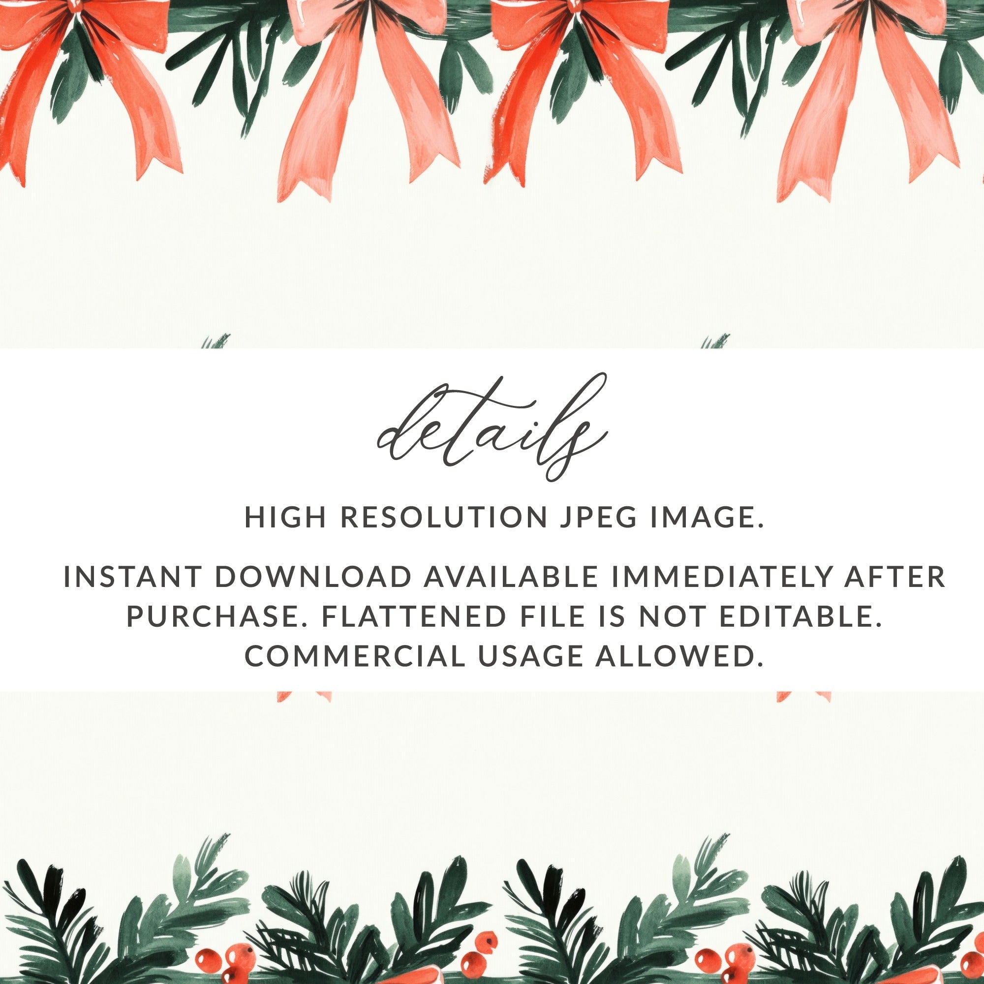 Watercolor Christmas Bow Digital Paper, Seamless Pattern, Holiday Digital, Festive Design, Scrapbooking Paper, Craft Supplies - Moore and Mountain