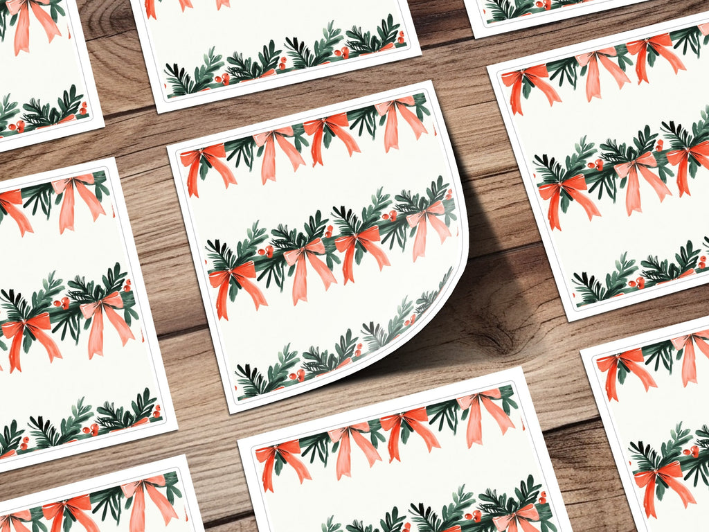 Watercolor Christmas Bow Digital Paper, Seamless Pattern, Holiday Digital, Festive Design, Scrapbooking Paper, Craft Supplies - Moore and Mountain