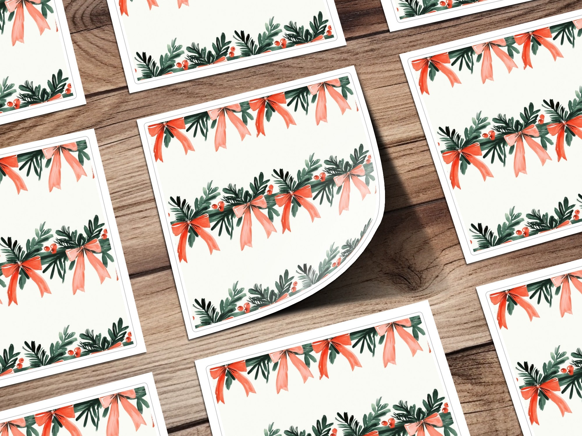 Watercolor Christmas Bow Digital Paper, Seamless Pattern, Holiday Digital, Festive Design, Scrapbooking Paper, Craft Supplies - Moore and Mountain