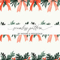 Watercolor Christmas Bow Digital Paper, Seamless Pattern, Holiday Digital, Festive Design, Scrapbooking Paper, Craft Supplies - Moore and Mountain