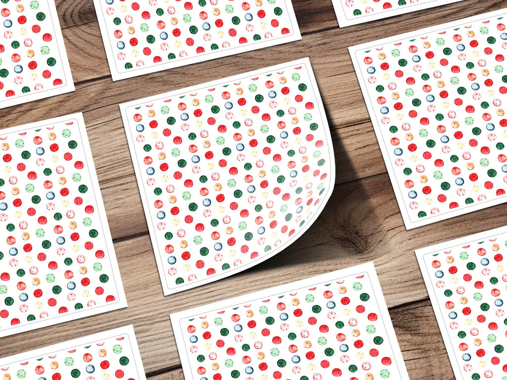 Watercolor Circles in Red Green Beige and Blue Digital - Moore and Mountain