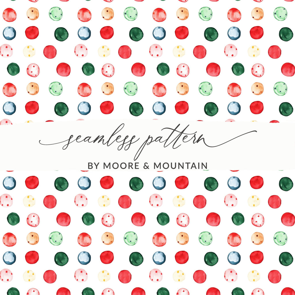 Watercolor Circles in Red Green Beige and Blue Digital - Moore and Mountain