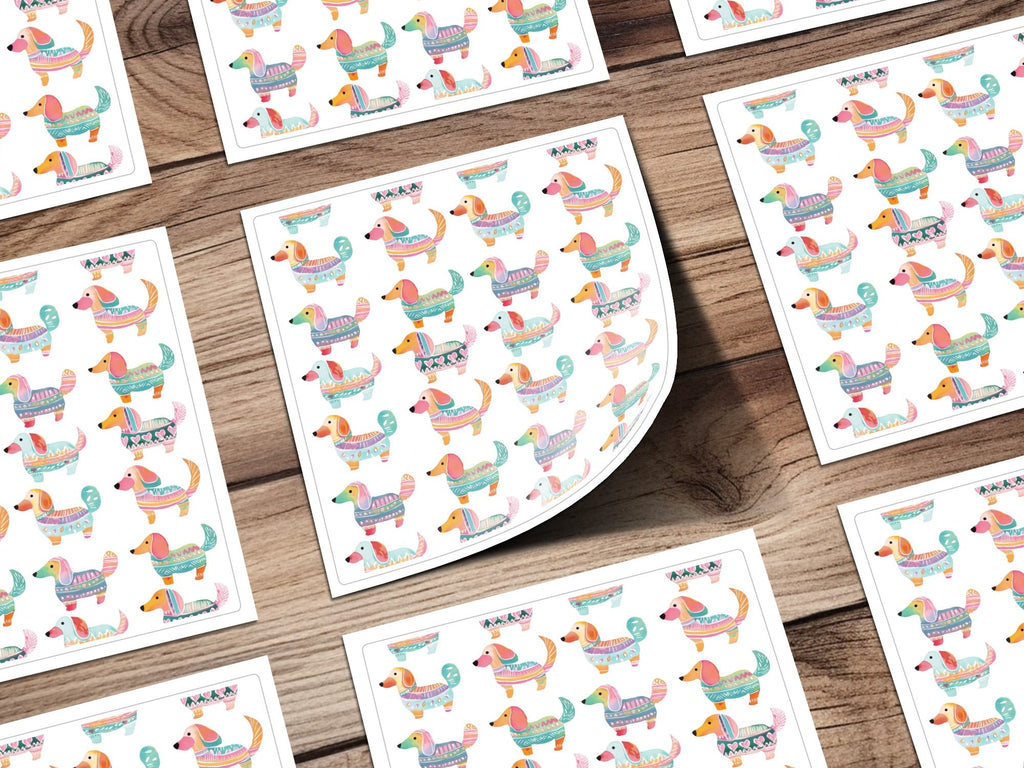 Watercolor Dachshund Pattern Artistic Design Element Digital - Moore and Mountain