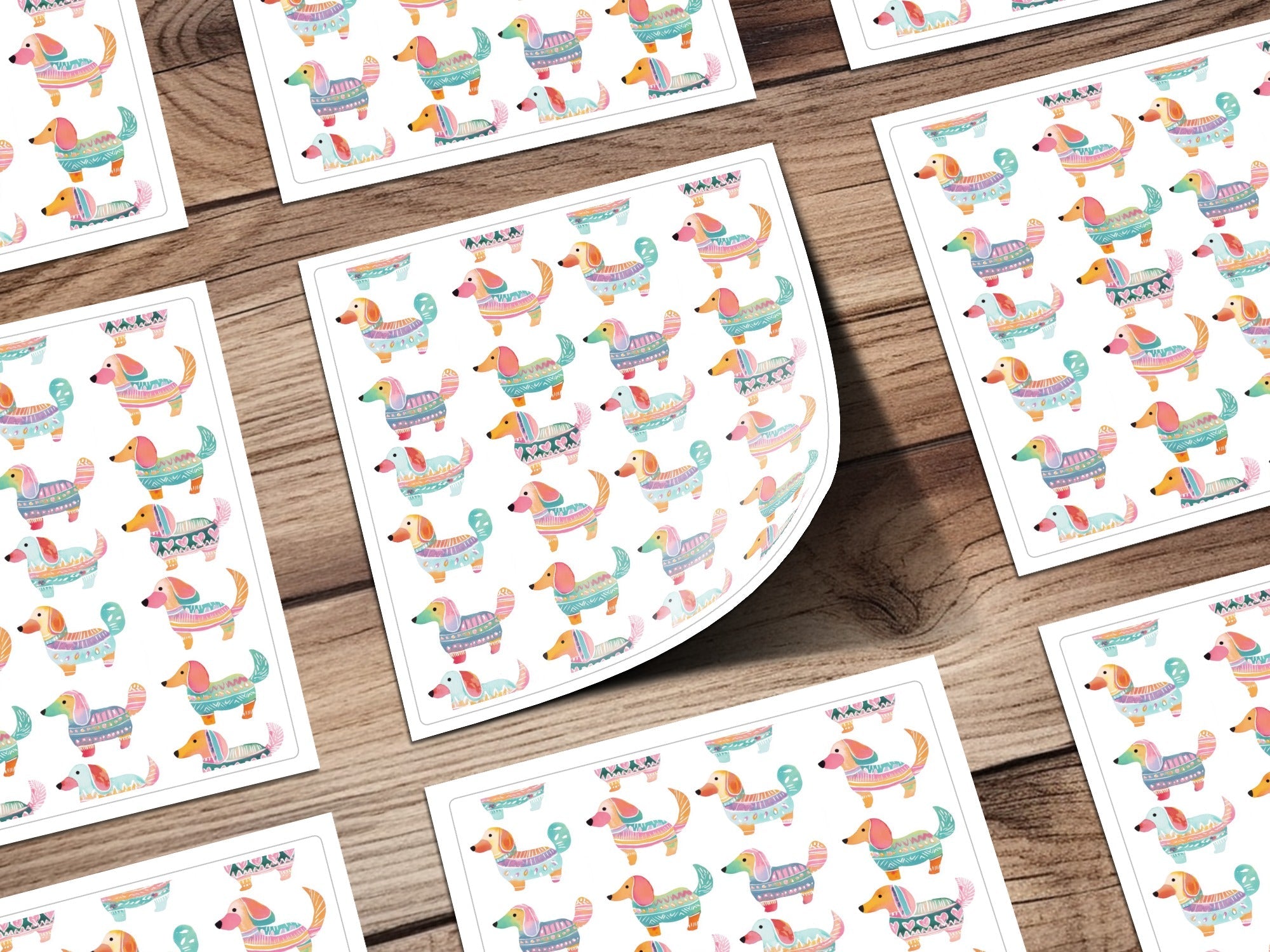Watercolor Dachshund Pattern Artistic Design Element Digital - Moore and Mountain