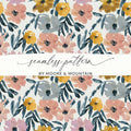 Watercolor Ditsy Floral Pattern Digital Paper, Seamless Flower Design, Fabric Print, Scrapbooking, Digital Background, JPEG Download - Moore and Mountain