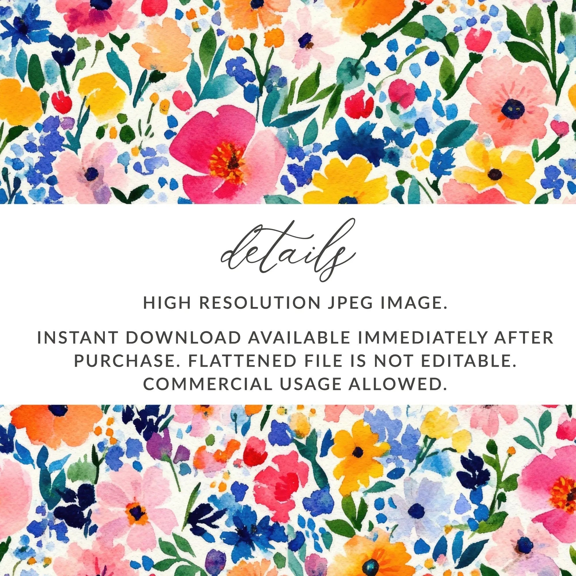 Watercolor Ditsy Floral Seamless Pattern, Digital Paper, Flower Garden Design, Printable Texture, Colorful Blossoms, Fabric Print, Background - Moore and Mountain