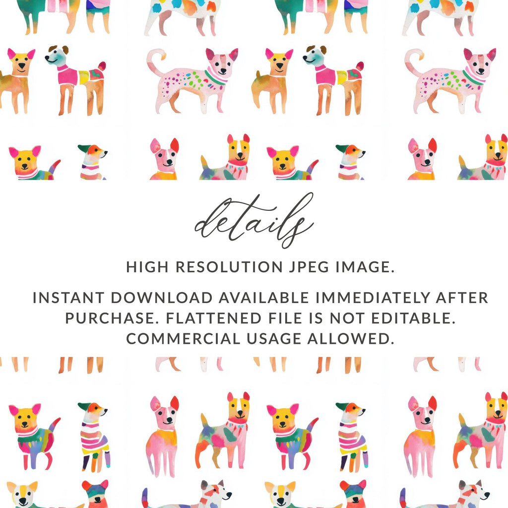 Watercolor Dogs Seamless Pattern Playful Puppy Design Digital - Moore and Mountain