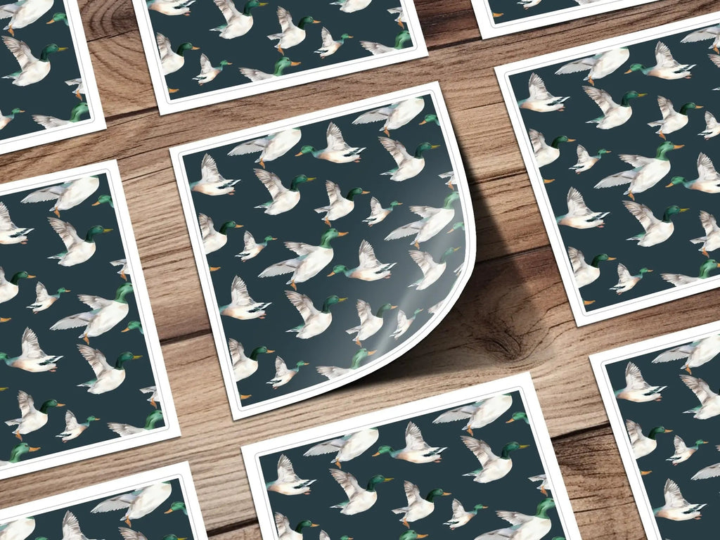 Watercolor Duck Seamless Pattern Digital Download, Flying Bird Repeating Design, Wildlife Art for Fabric, Scrapbooking, Backgrounds - Moore and Mountain