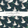 Watercolor Duck Seamless Pattern Digital Download, Flying Bird Repeating Design, Wildlife Art for Fabric, Scrapbooking, Backgrounds - Moore and Mountain