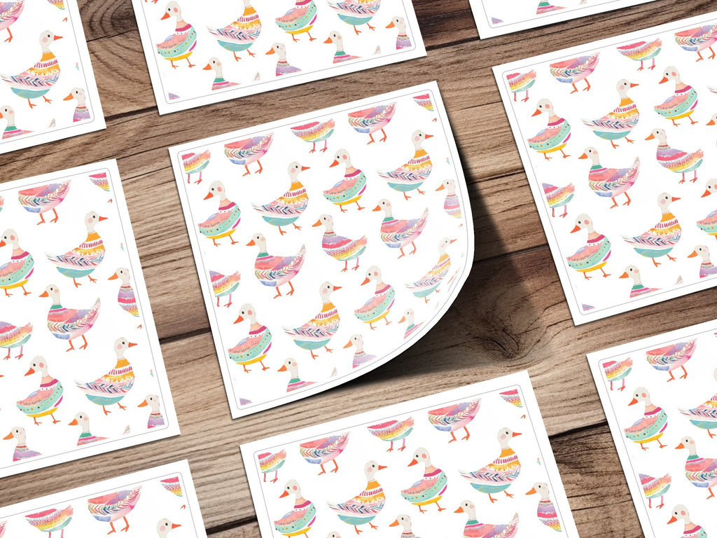Watercolor Duckling Pattern On White Background Digital - Moore and Mountain