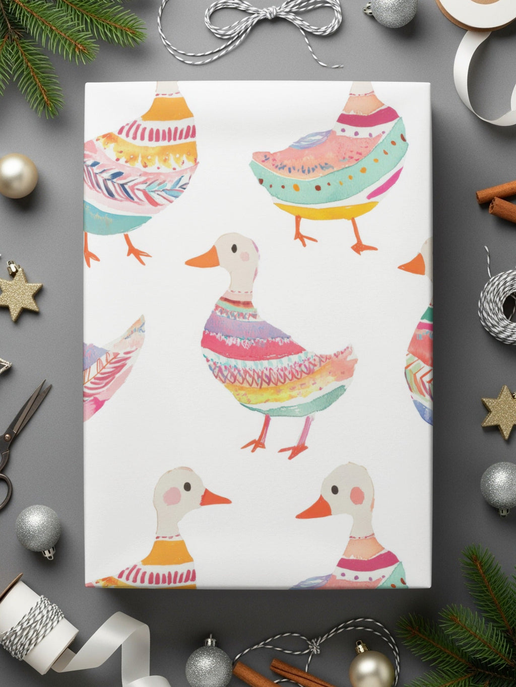 Watercolor Duckling Pattern On White Background Digital - Moore and Mountain