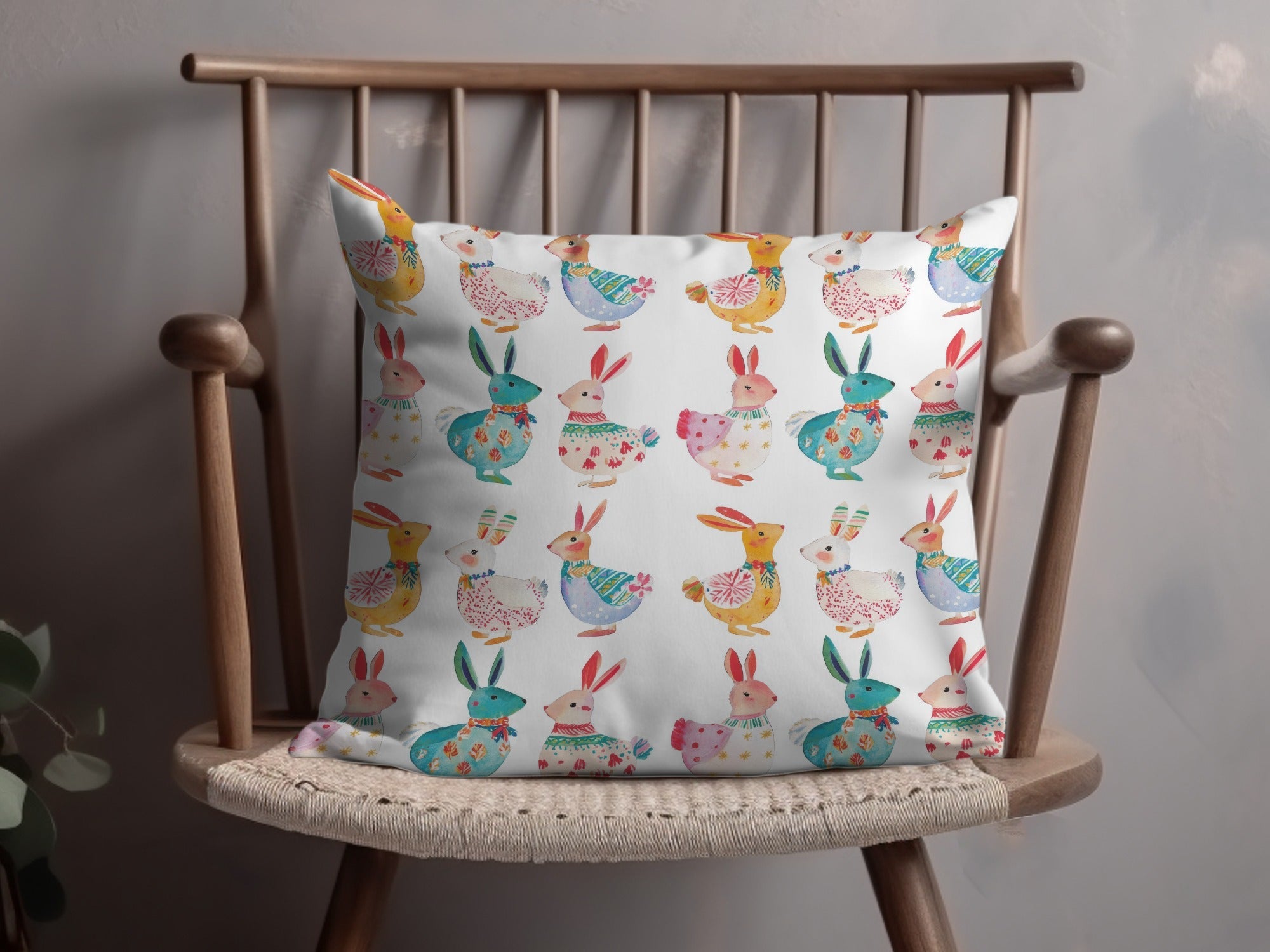 Watercolor Easter Rabbits in Pastel Colors Seamless Pattern Digital - Moore and Mountain