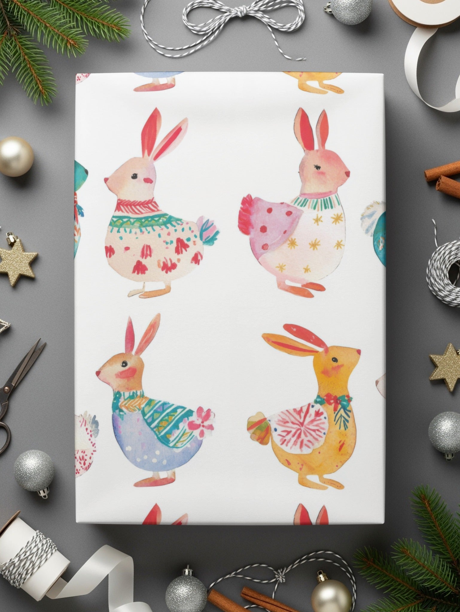 Watercolor Easter Rabbits in Pastel Colors Seamless Pattern Digital - Moore and Mountain