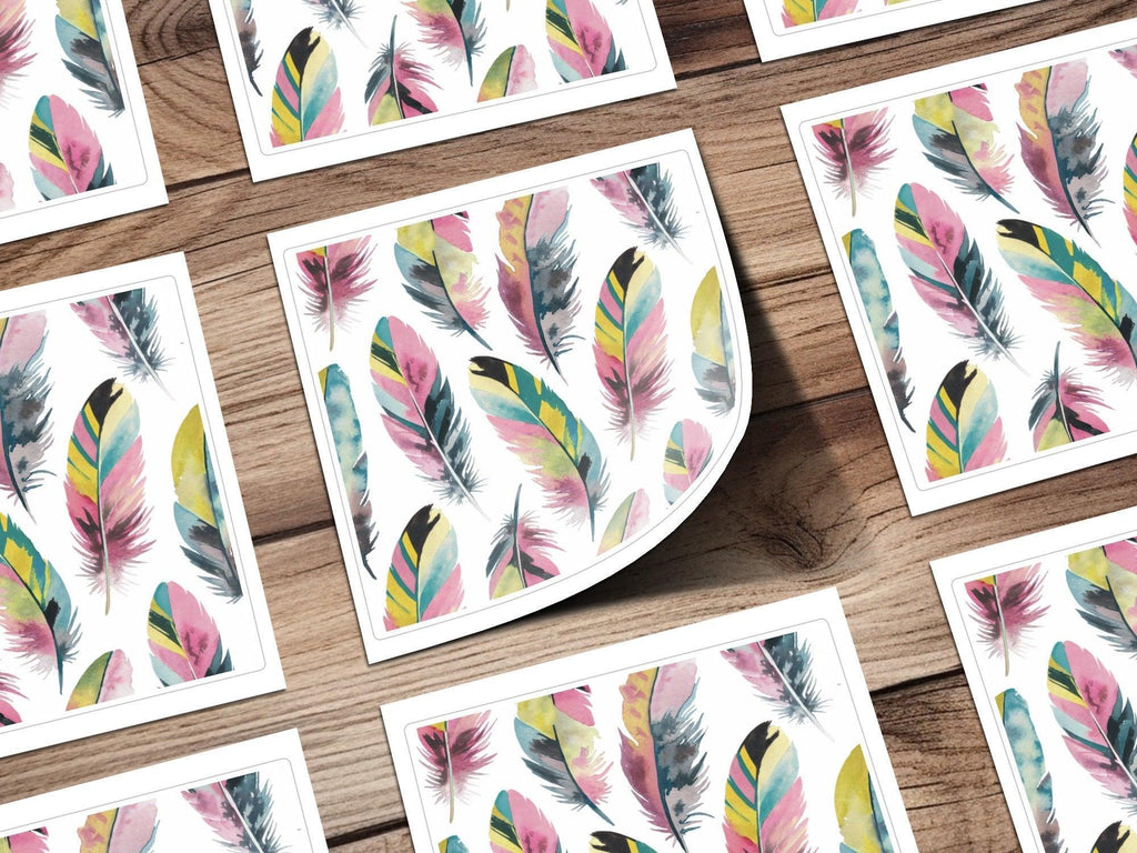 Watercolor Feather Pattern, Digital Download, Seamless Feather Design, Colorful Feather Pattern, Craft Supplies, Scrapbook Paper - Moore and Mountain