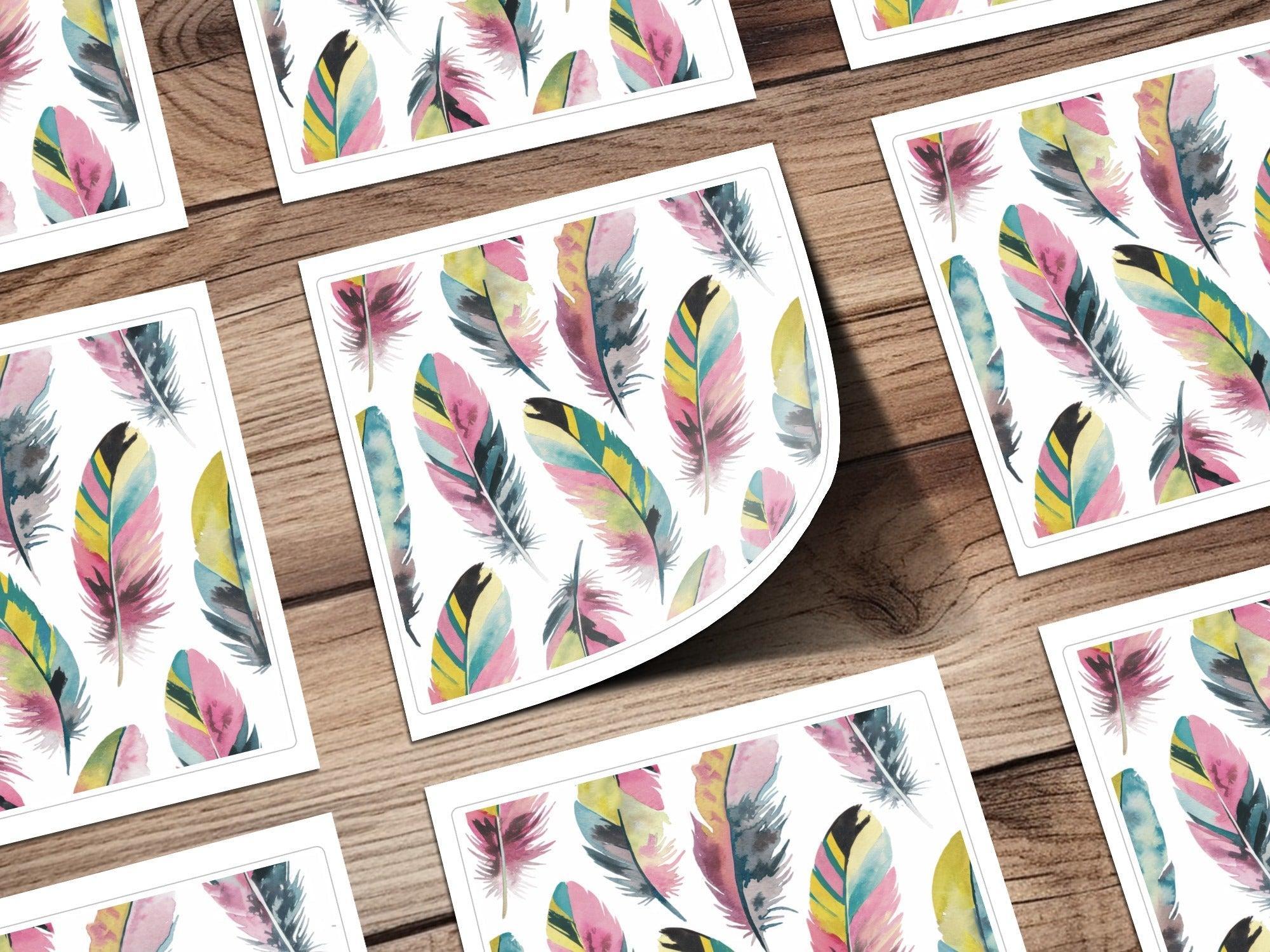 Watercolor Feather Pattern, Digital Download, Seamless Feather Design, Colorful Feather Pattern, Craft Supplies, Scrapbook Paper - Moore and Mountain
