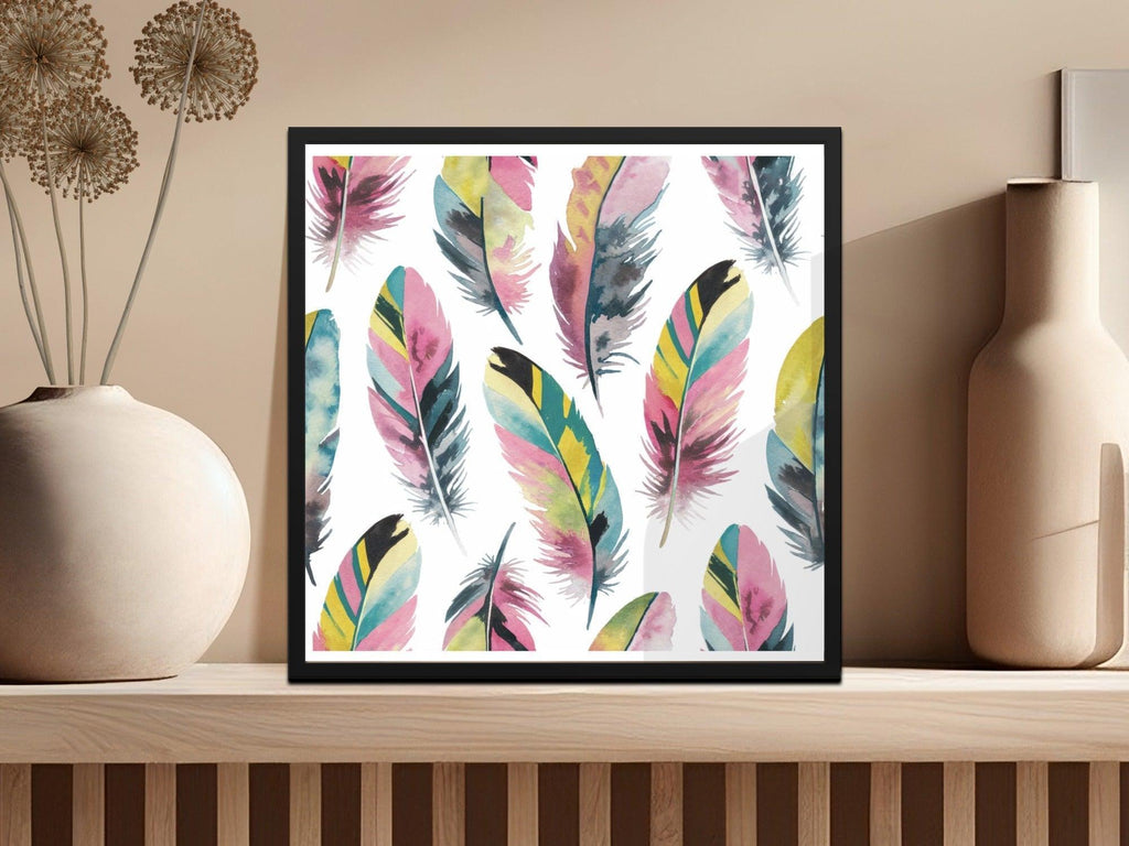 Watercolor Feather Pattern, Digital Download, Seamless Feather Design, Colorful Feather Pattern, Craft Supplies, Scrapbook Paper - Moore and Mountain