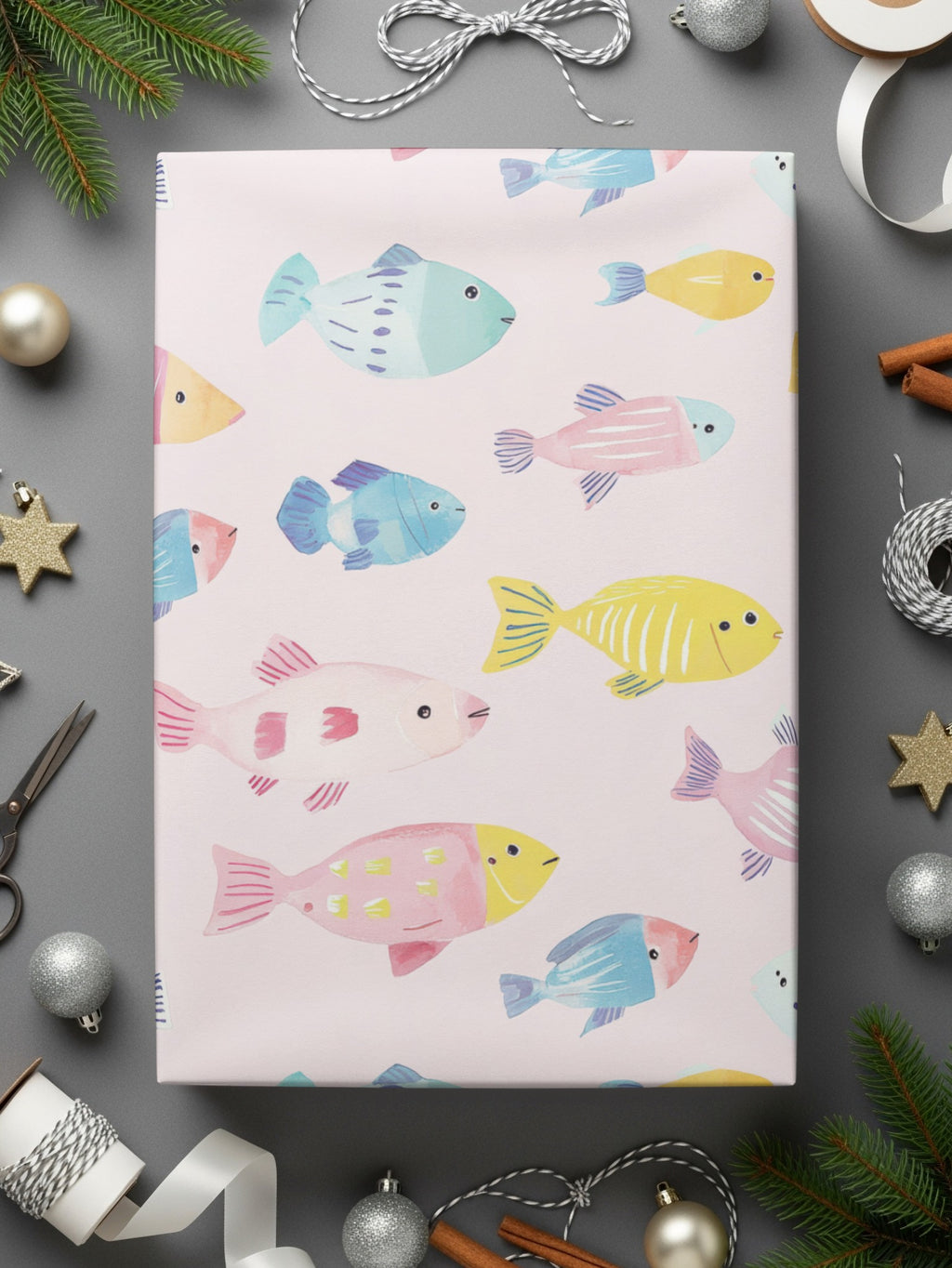 Colorful Fish Pattern Wrapping Paper for All Occasions